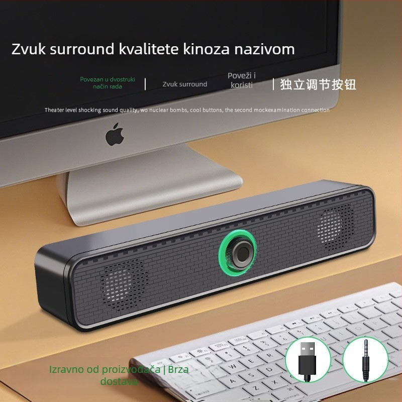 Nothing K2065 USB kabelski stolni računalni zvučnici, 2-kanalni stereo, izlaz 3W, raspon frekvencija 100 Hz–20 kHz, 3,5 mm audio utičnica