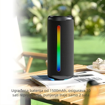 Prenosivi vanjski Bluetooth zvučnik s RGB svjetlom, 2x8W, IPX5, Bluetooth 5.3, 20Hz-20kHz, domet do 15 m