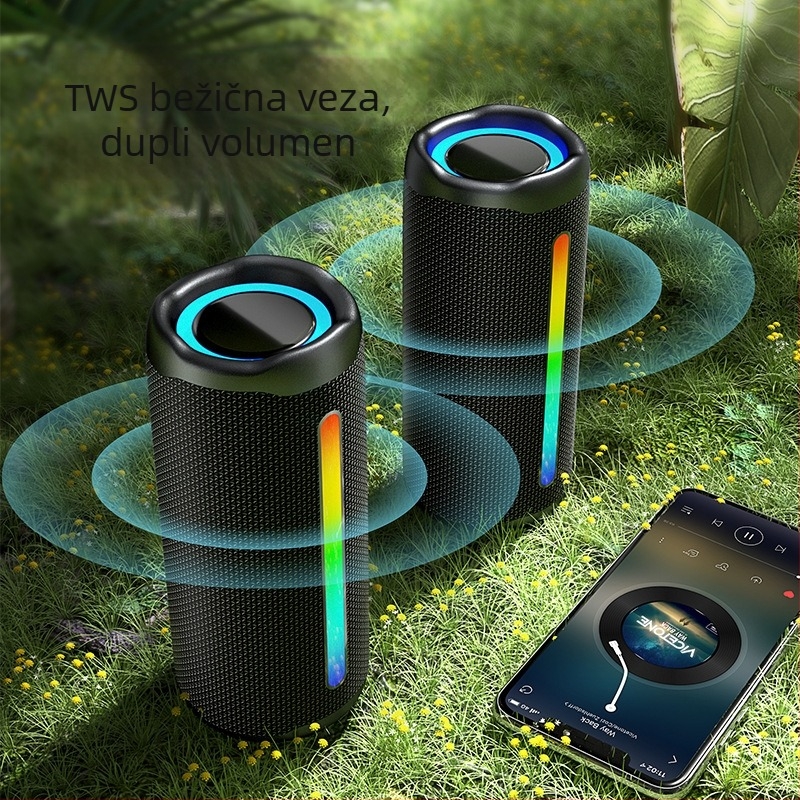 Prenosivi vanjski Bluetooth zvučnik s RGB svjetlom, 2x8W, IPX5, Bluetooth 5.3, 20Hz-20kHz, domet do 15 m