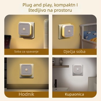 LED noćna lampica s senzorom tijela i US utorom – priključna, induktivni prekidač, PS sjenilo, geometrijski oblik, ≤36V, moguć ispis logotipa