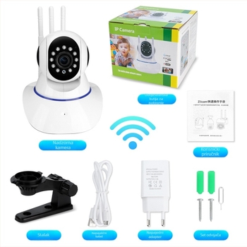 Bežična IP kamera WiFi, 2MP, 3,6 mm objektiv, noćno gledanje, tri antene, UFO stil