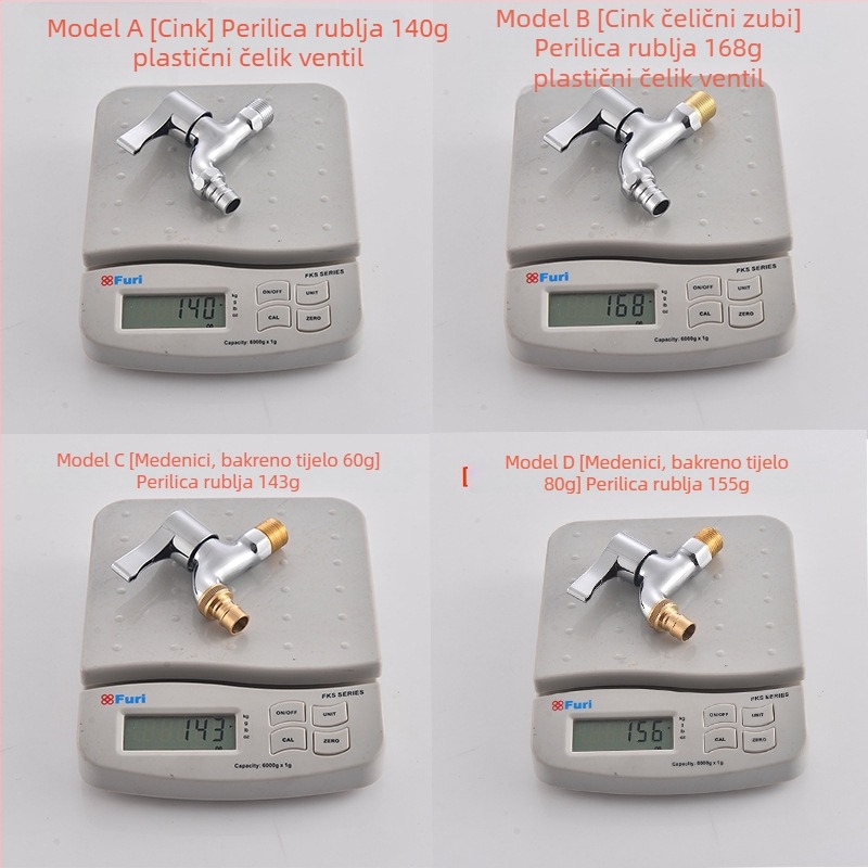 bakreni slavina za perilicu rublja, okretna ugradnja, keramički kartuš ventil, jednoručni protok