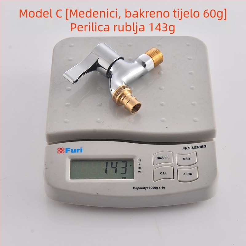 bakreni slavina za perilicu rublja, okretna ugradnja, keramički kartuš ventil, jednoručni protok