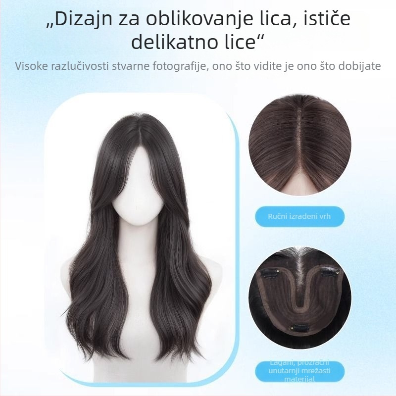 Čipkasta perika za žene, srednji razdjel, volumen kose s velikim valovima; vlakna otporna na toplinu; model: čipkasti dio; tehnologija: mehanizam; nije dopušteno bojanje ili trajno uvijanje