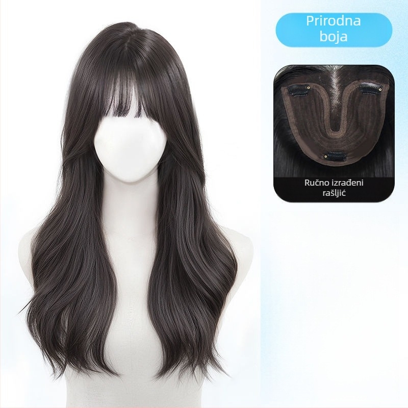 Čipkasta perika za žene, srednji razdjel, volumen kose s velikim valovima; vlakna otporna na toplinu; model: čipkasti dio; tehnologija: mehanizam; nije dopušteno bojanje ili trajno uvijanje