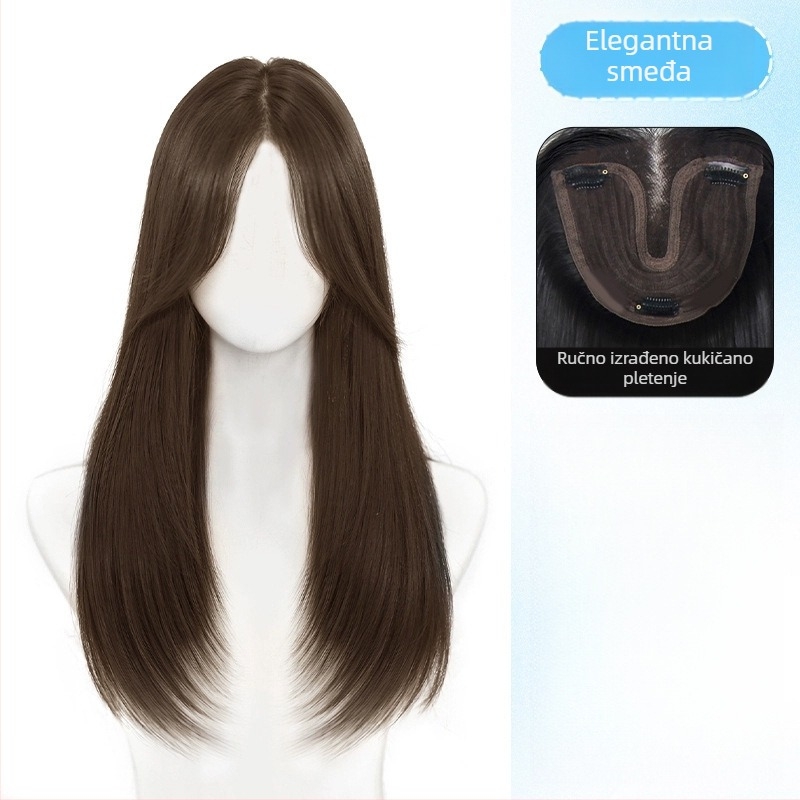 Čipkasta perika za žene, srednji razdjel, volumen kose s velikim valovima; vlakna otporna na toplinu; model: čipkasti dio; tehnologija: mehanizam; nije dopušteno bojanje ili trajno uvijanje