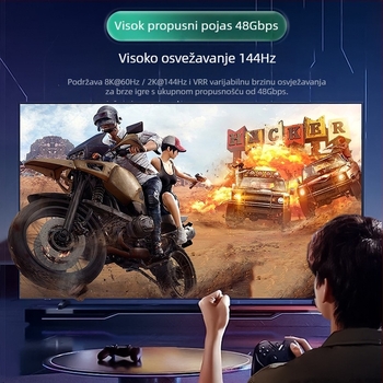 Jinghua H627 HDMI kabel, HDMI 2.1, podrška 8K, zlatni konektori, duljina 1,5 m