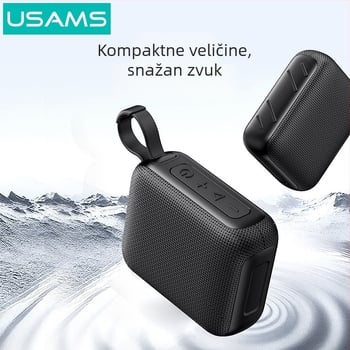 USAMS vanjski Bluetooth zvučnik s vodootpornim kućištem, Bluetooth 5.0, domet 10 m, trajanje baterije 4–8 sati