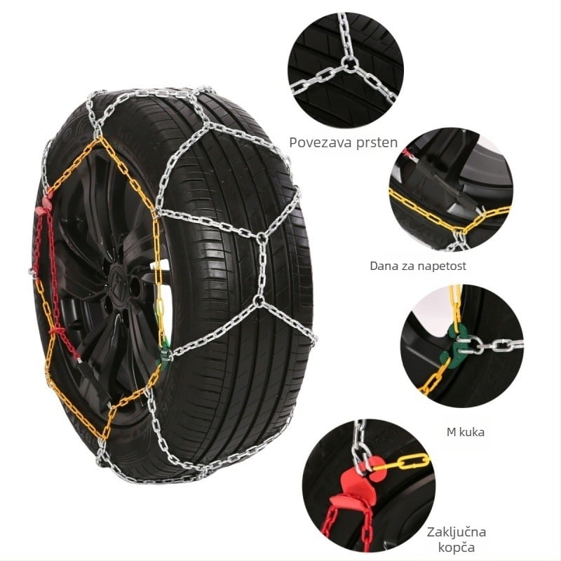 Protuklizni lanac za gume za automobile, kombije i terenska vozila | Legirani čelični lanac | Model KN anti-skid chain | Kompatibilnost guma: konzultirajte
