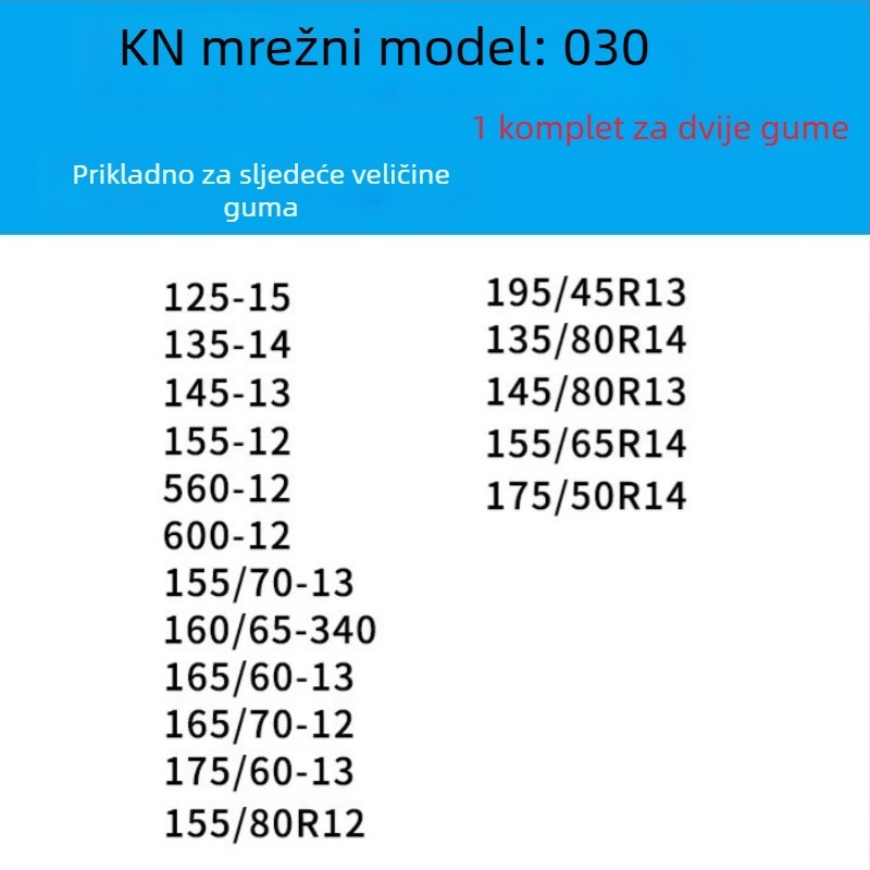 Protuklizni lanac za gume za automobile, kombije i terenska vozila | Legirani čelični lanac | Model KN anti-skid chain | Kompatibilnost guma: konzultirajte