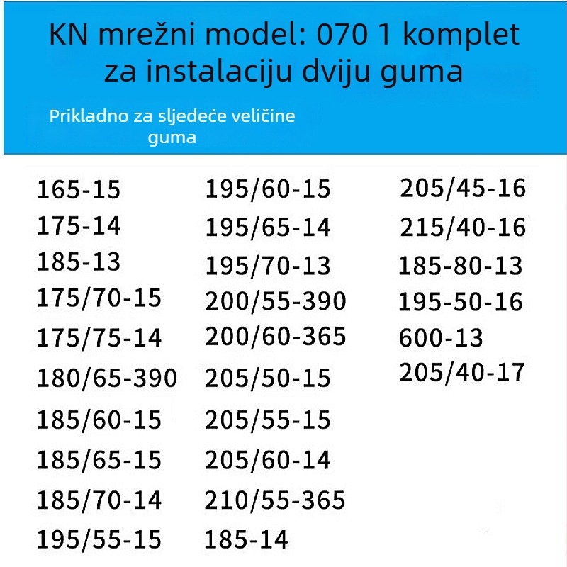 Protuklizni lanac za gume za automobile, kombije i terenska vozila | Legirani čelični lanac | Model KN anti-skid chain | Kompatibilnost guma: konzultirajte