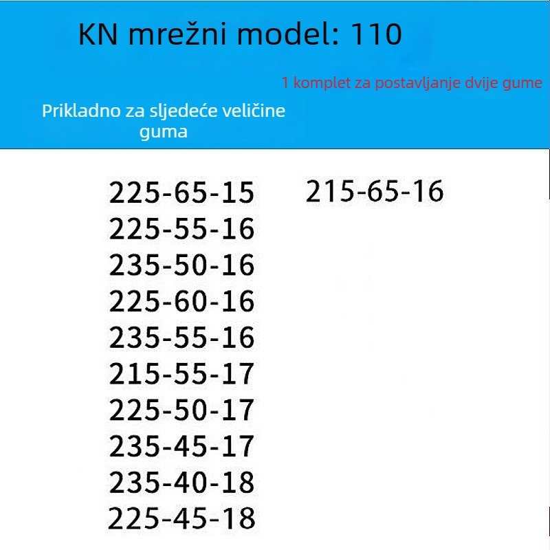 Protuklizni lanac za gume za automobile, kombije i terenska vozila | Legirani čelični lanac | Model KN anti-skid chain | Kompatibilnost guma: konzultirajte
