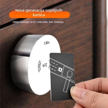 Xing Hongrui PFC Induction Lock – aluminijska sklopka ormarić za teretanu i joga studiju – 3-u-1: lozinka, čitač kartice i elektronički senzor; pogodan za drveni i metalni namještaj; moderni minimalistički dizajn
