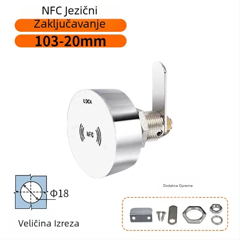 Xing Hongrui PFC Induction Lock – aluminijska sklopka ormarić za teretanu i joga studiju – 3-u-1: lozinka, čitač kartice i elektronički senzor; pogodan za drveni i metalni namještaj; moderni minimalistički dizajn