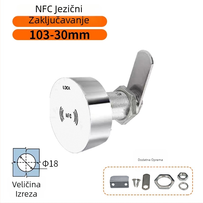 Xing Hongrui PFC Induction Lock – aluminijska sklopka ormarić za teretanu i joga studiju – 3-u-1: lozinka, čitač kartice i elektronički senzor; pogodan za drveni i metalni namještaj; moderni minimalistički dizajn