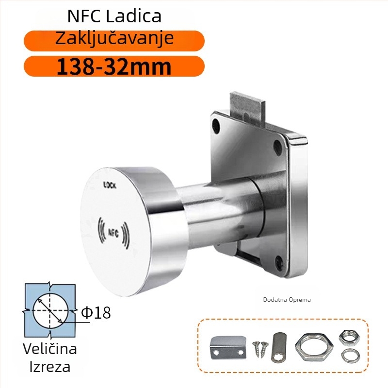 Xing Hongrui PFC Induction Lock – aluminijska sklopka ormarić za teretanu i joga studiju – 3-u-1: lozinka, čitač kartice i elektronički senzor; pogodan za drveni i metalni namještaj; moderni minimalistički dizajn