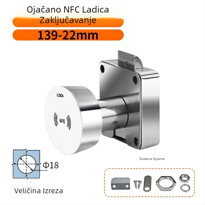 Xing Hongrui PFC Induction Lock – aluminijska sklopka ormarić za teretanu i joga studiju – 3-u-1: lozinka, čitač kartice i elektronički senzor; pogodan za drveni i metalni namještaj; moderni minimalistički dizajn