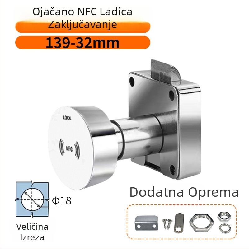 Xing Hongrui PFC Induction Lock – aluminijska sklopka ormarić za teretanu i joga studiju – 3-u-1: lozinka, čitač kartice i elektronički senzor; pogodan za drveni i metalni namještaj; moderni minimalistički dizajn