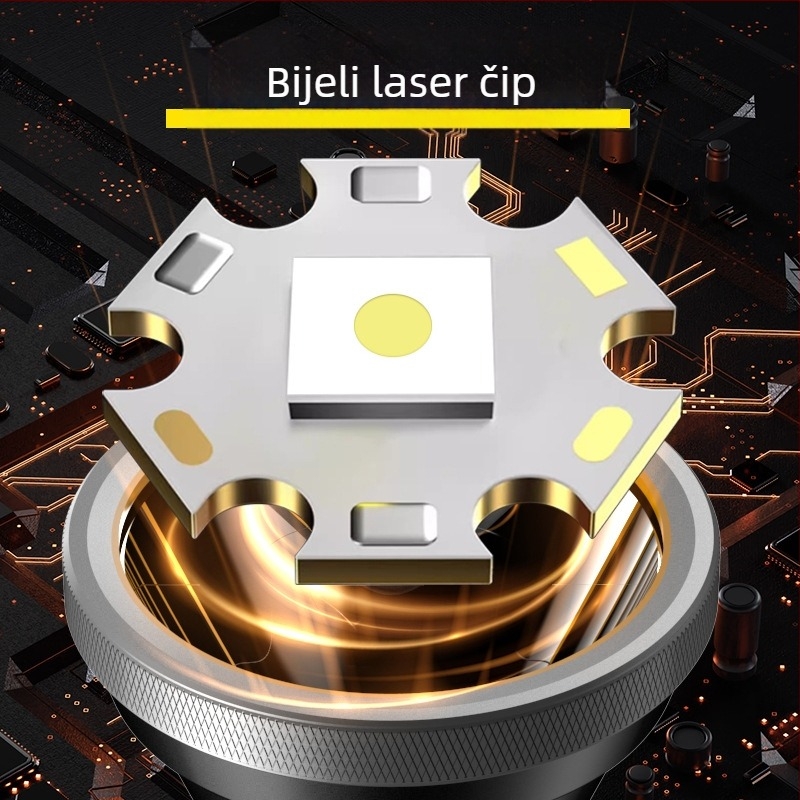 Ručna LED svjetiljka od aluminijskog legura s ugrađenom punjivom baterijom (18650), 5W LED, domet 50 m, vrijeme punjenja 3 sata, za vanjsku upotrebu