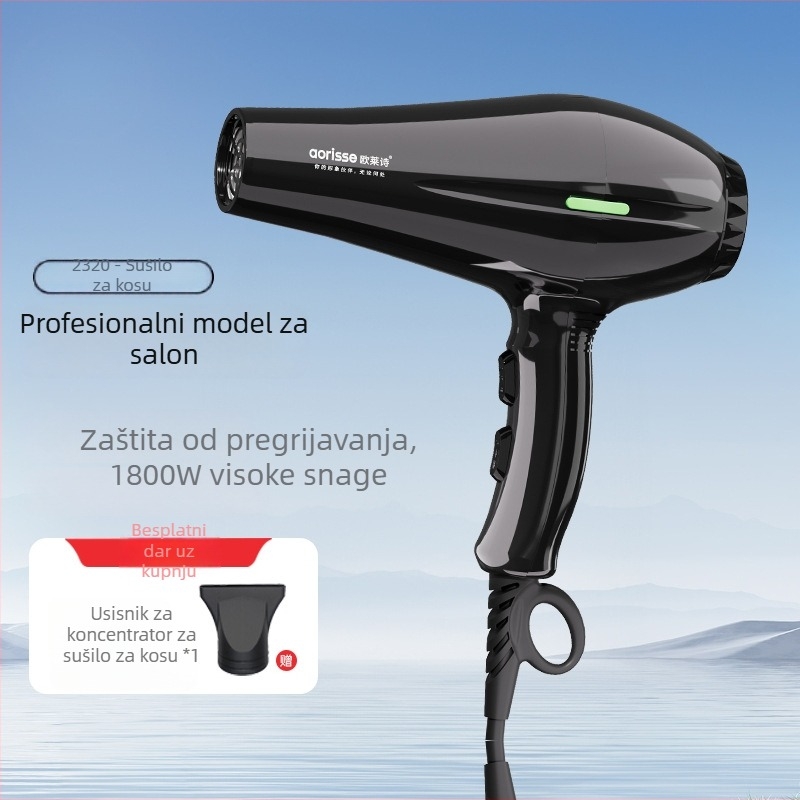 Sušilo za kosu 1800W, AC motor, 220V, 2 brzine, topao i hladan zrak