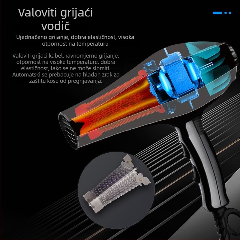 Sušilo za kosu 1800W, AC motor, 220V, 2 brzine, topao i hladan zrak