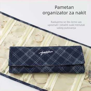 Putna torba za nakit – platnena, s prugastim uzorkom (model STP10202, ležerni stil, mekana konstrukcija)