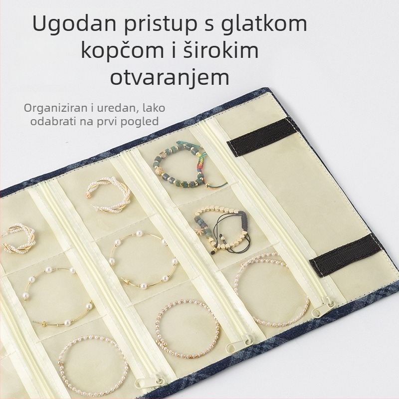 Putna torba za nakit – platnena, s prugastim uzorkom (model STP10202, ležerni stil, mekana konstrukcija)