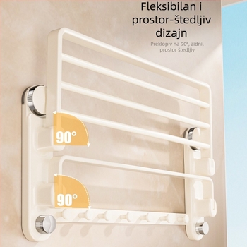 Oginsk metalni stalak za ručnike u kupaonici sa sustavom usisavanja, bez bušenja, s integriranom šipkom za vješanje