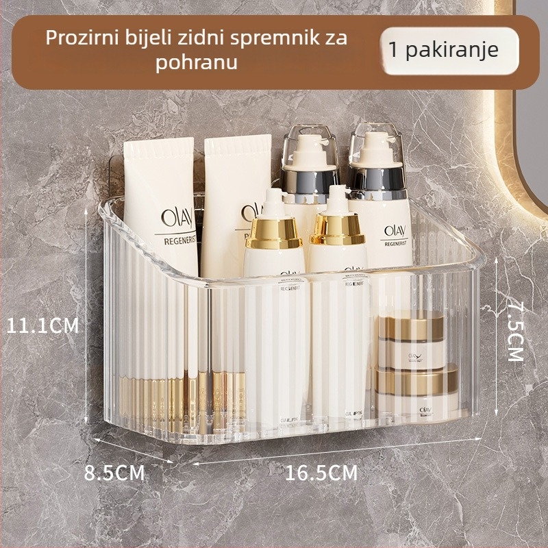 Zidni koš za pohranu kozmetike – plast, jednoslojni, nosivost 5–10 kg, moderan minimalistički dizajn