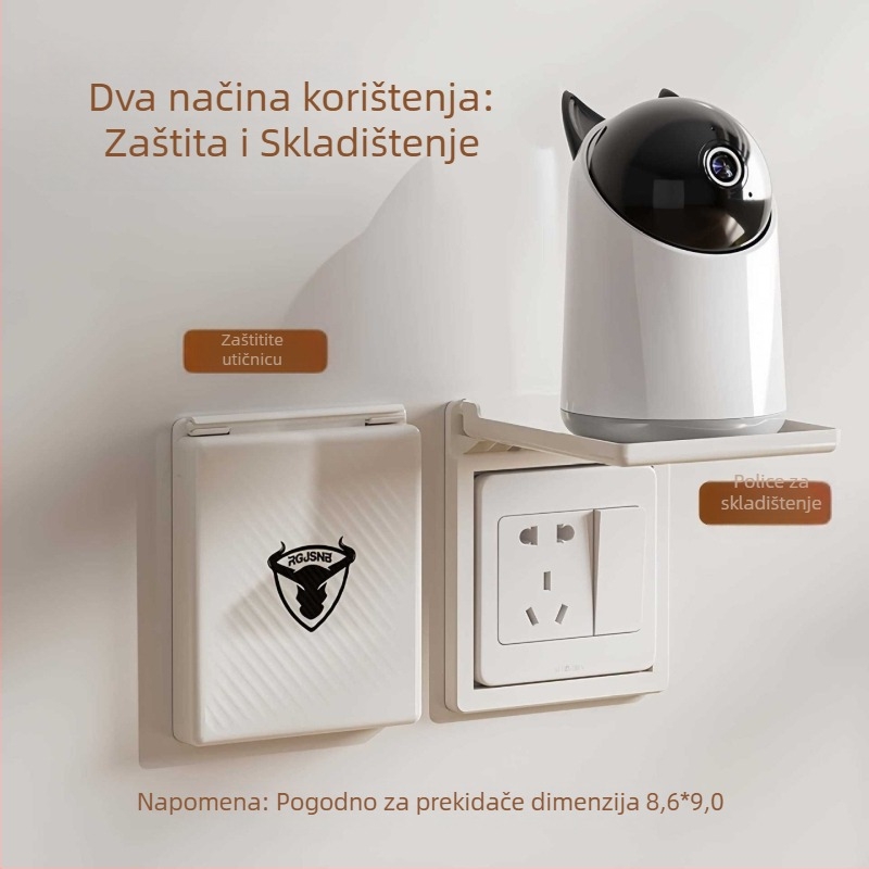 Zidni organizator utičnice tipa 86 | 1 razina, ABS, sklopiv, ljepljiva ugradnja, bez bušenja