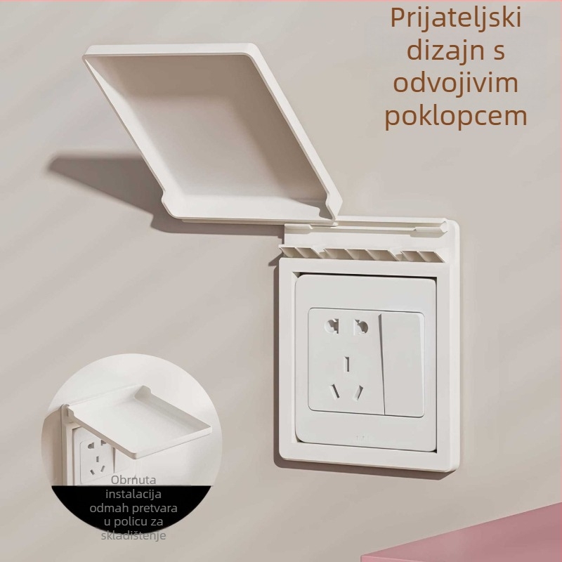 Zidni organizator utičnice tipa 86 | 1 razina, ABS, sklopiv, ljepljiva ugradnja, bez bušenja