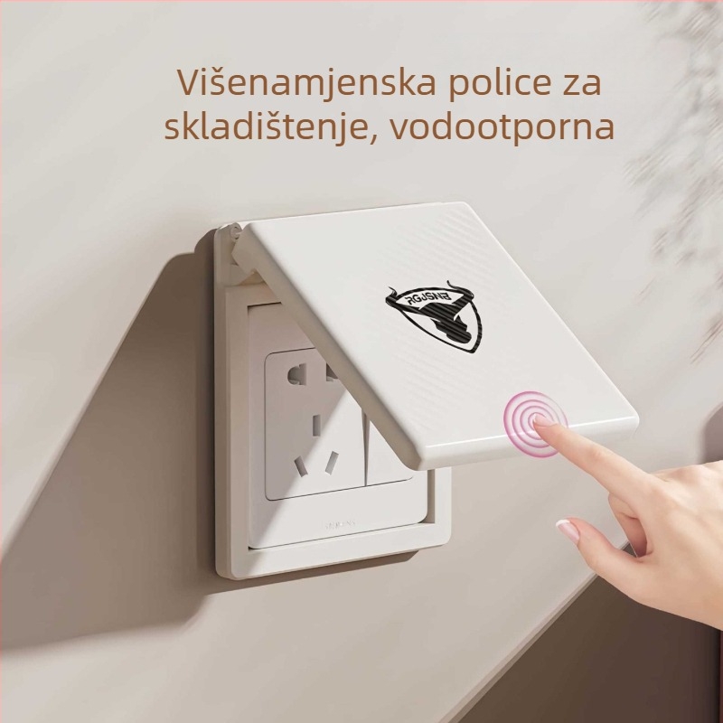 Zidni organizator utičnice tipa 86 | 1 razina, ABS, sklopiv, ljepljiva ugradnja, bez bušenja