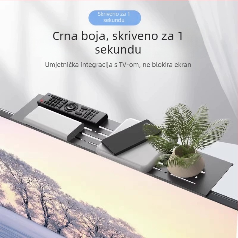 Stolni gornji stalak za TV/monitor — karbonsko čelični, bez bušenja, jednostavan modern dizajn, višenamjensko skladište za dnevni boravak, jednoslojni