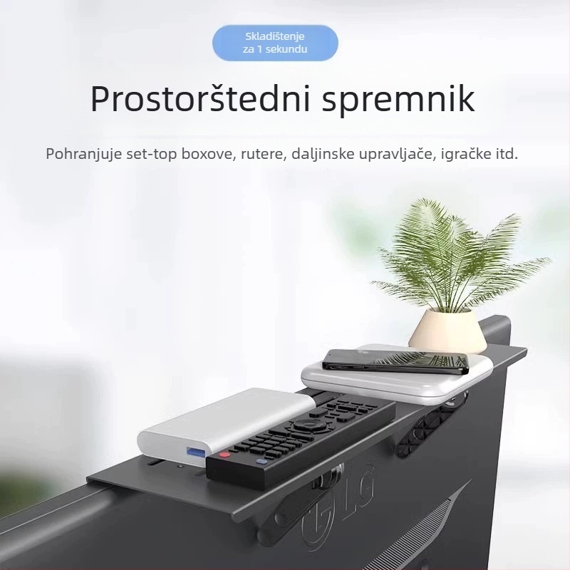 Stolni gornji stalak za TV/monitor — karbonsko čelični, bez bušenja, jednostavan modern dizajn, višenamjensko skladište za dnevni boravak, jednoslojni