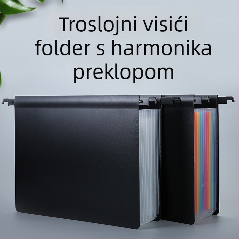 25-dijelna harmonikanska torba za dokumente, PP materijal, dvostruko viseća, tisak logotipa, prilagodljiva obrada