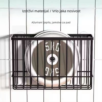 Zidni držač za kuhinjsku foliju, pričvršćivanje vakuumom, metal, 1 etaža, kukasti stil, višestruka upotreba