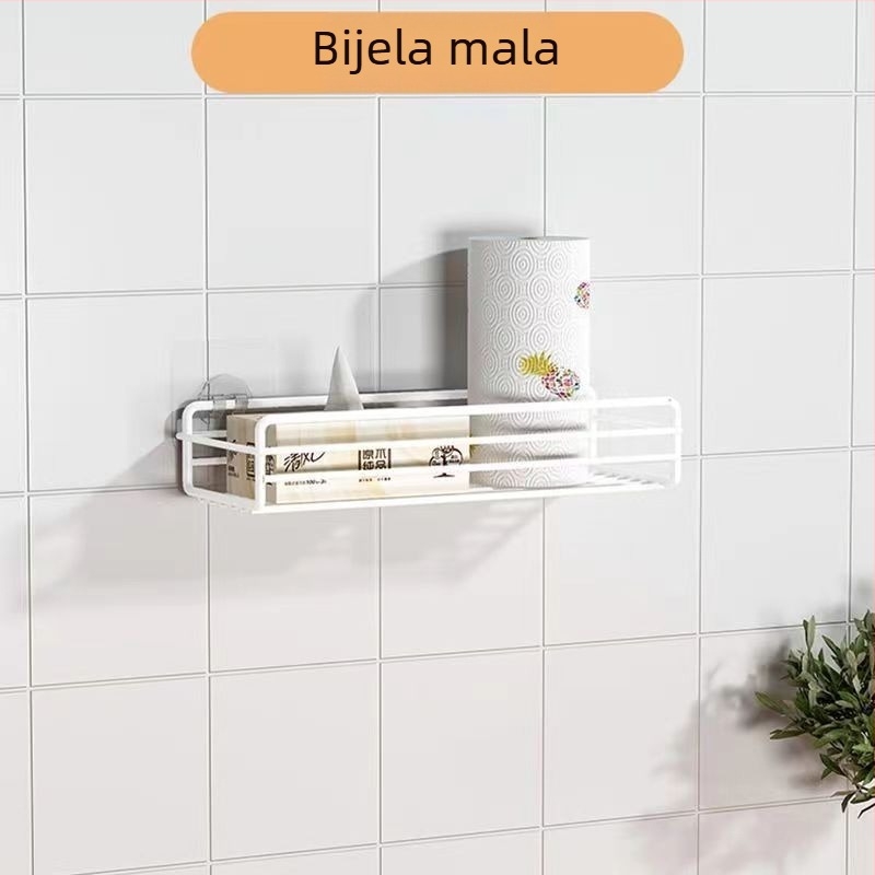 Zidni držač za kuhinjsku foliju, pričvršćivanje vakuumom, metal, 1 etaža, kukasti stil, višestruka upotreba