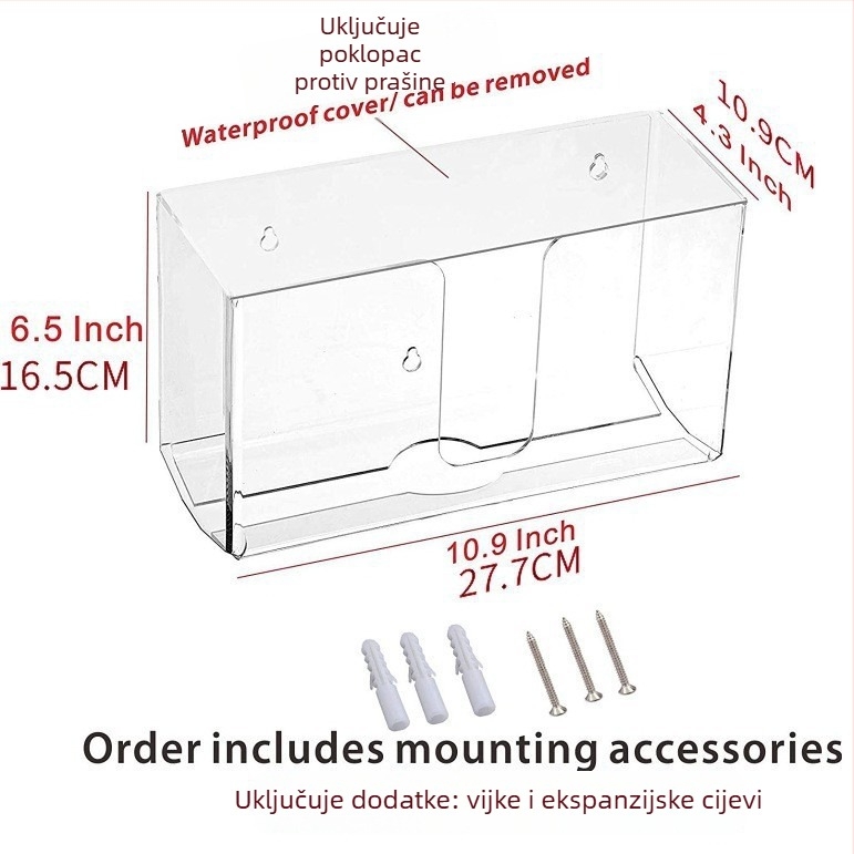 Zidna kutija za papirne maramice od plastike, s uklonjivim maramicama, vodootporna i višenamjenska.