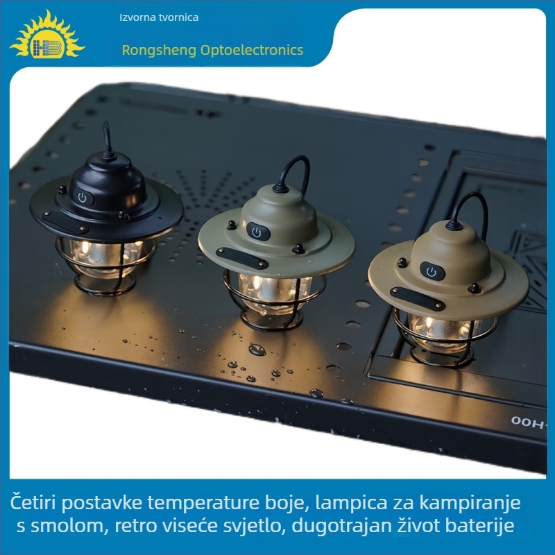 Pinecone kamping svjetiljka — LED, Punjiva, Dugo trajanje baterije, Za kampiranje i vanjsku upotrebu