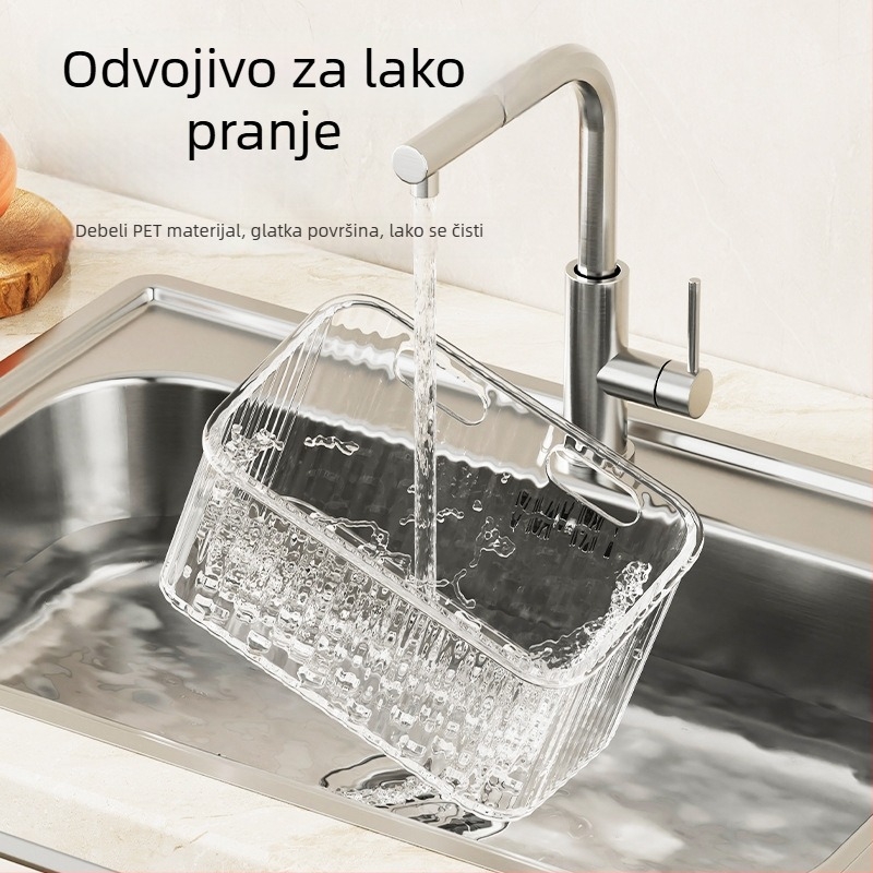 Zidna kuhinjska košara za luk i češnjak — plastika, jednoslojna, nosivost 5–10 kg, montaža bez bušenja