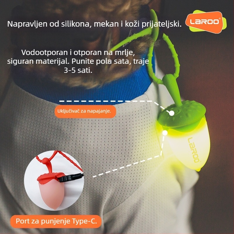 Noćna lampica za psa – silikon, punjiva LED, karikaturni stil, protiv gubitka