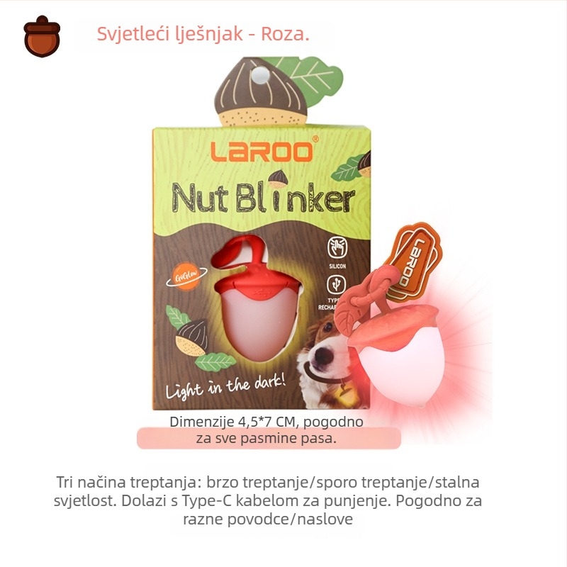 Noćna lampica za psa – silikon, punjiva LED, karikaturni stil, protiv gubitka