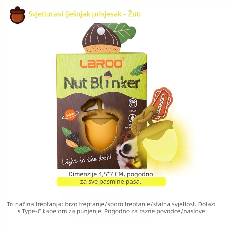 Noćna lampica za psa – silikon, punjiva LED, karikaturni stil, protiv gubitka