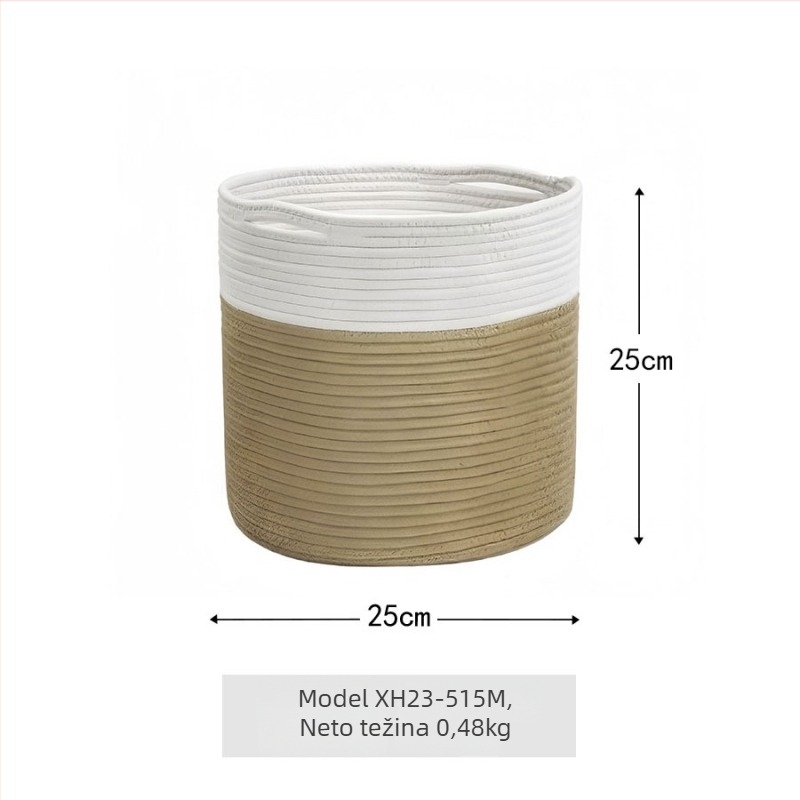 Košarica za skladištenje od pamukane užadi, sklopiva, moderni minimalistički dizajn, model XH23-515/516, pogodna za daljinski upravljač, kozmetiku/ukras, knjige i časopise, slušalice i odjeću