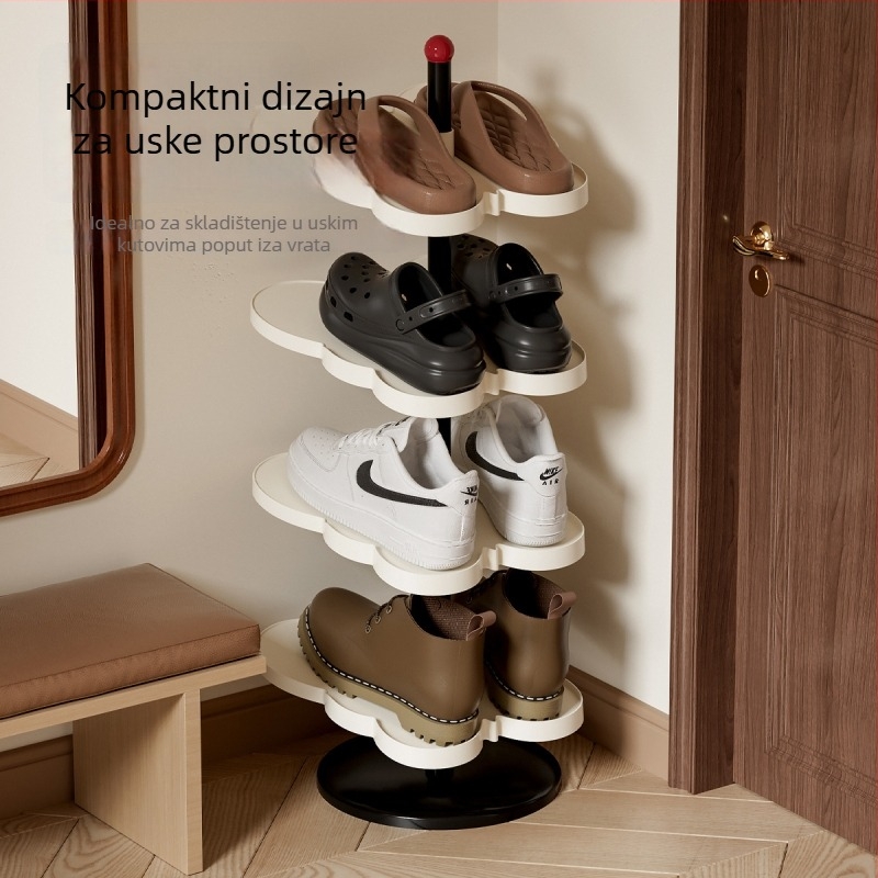 Podni stalak za cipele, 5 etaža, plastični materijal, moderni minimalistički stil, prenosiv i pokretan, za skladištenje u dnevnoj sobi