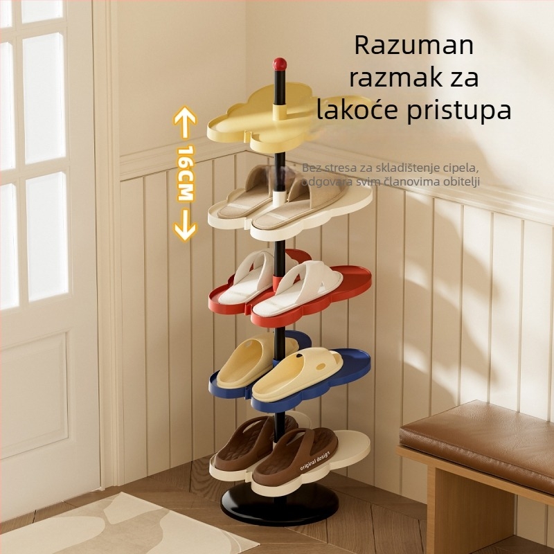 Podni stalak za cipele, 5 etaža, plastični materijal, moderni minimalistički stil, prenosiv i pokretan, za skladištenje u dnevnoj sobi