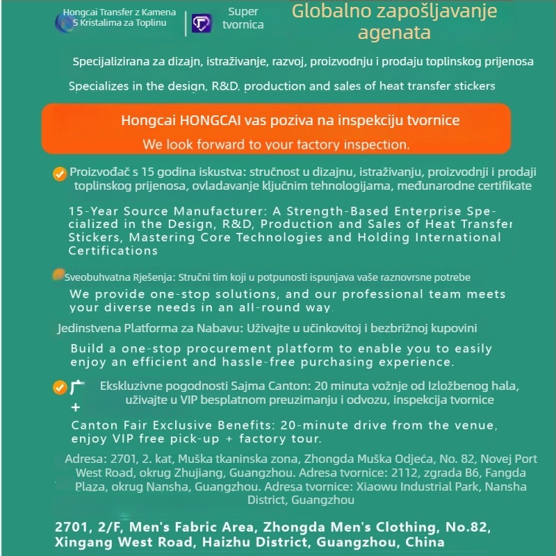 Etiketa za pranje s toplim prijenosom za odjeću — Proces vrućeg otiska, Marka Hongcai, Primjena: donje rublje, kape, torbe i tekstil