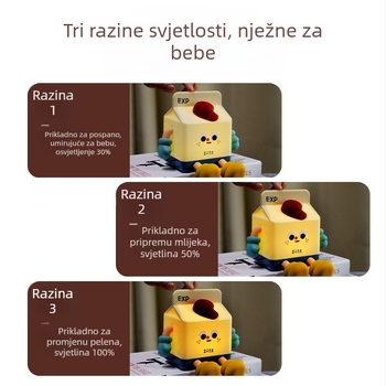 Noćna svjetiljka s crtić dizajnom mliječne kutije, ugrađena baterija, ABS sjenilo, CE certifikat, gumb prekidač, tiskani logo