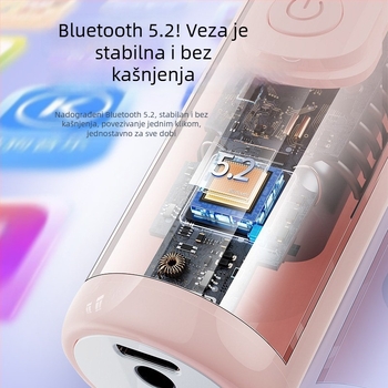 L8 Dječji karaoke mikrofon s Bluetooth 5.0, srcolik dizajn, ugrađena baterija, frekvencijski raspon 100 Hz–20 kHz, 3 W