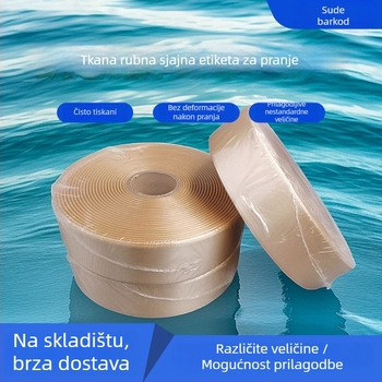 Perilni etiketa s debelim trakama i visokom gustoćom webbinga; pogodna za odjeću, ručnike, cipele, šešire i torbe